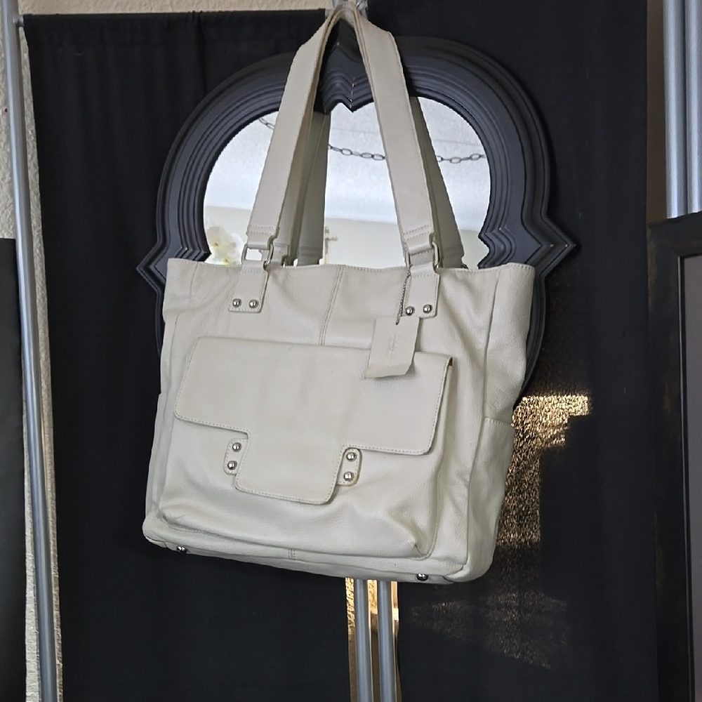 Chic Cream Canvas Tote Bag with Structured Design